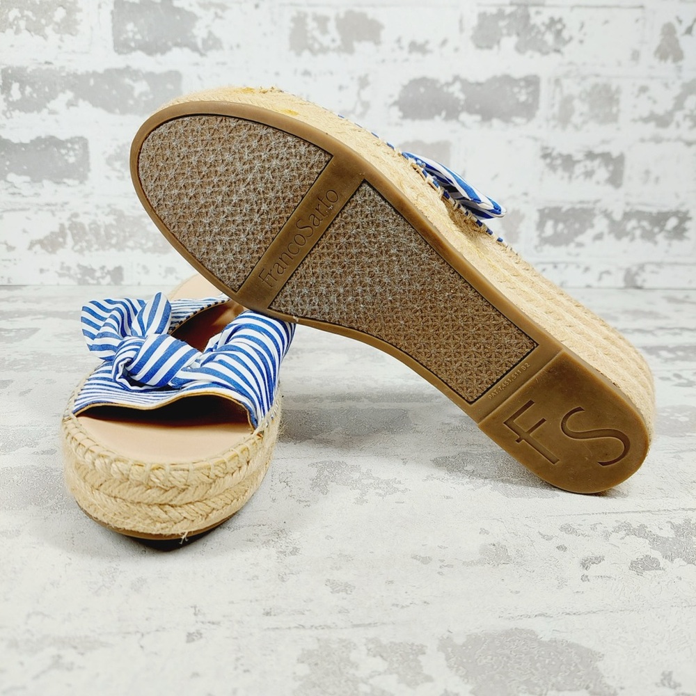 NEW Franco Sarto Pixie Blue White Slingback Wedge Sandals D102 - Picture 9 of 10